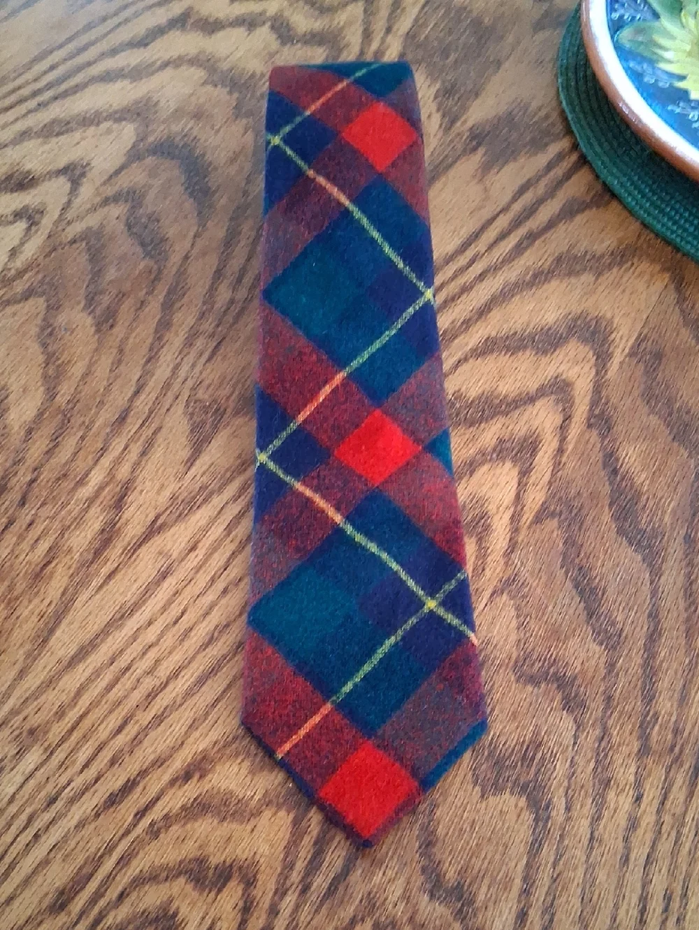 Vintage Pendleton Wool Classic Tartan Red Navy Yellow Plaid Neck Tie